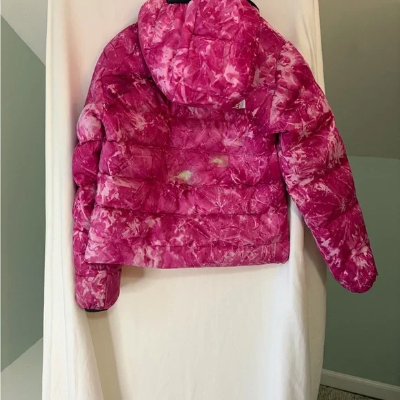 North Face Girls Reversible Black Jacket with Pink inside size M - Picture 6 of 9